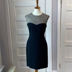 Pamella Roland Vintage Black Beaded Cocktail Dress, Size 8